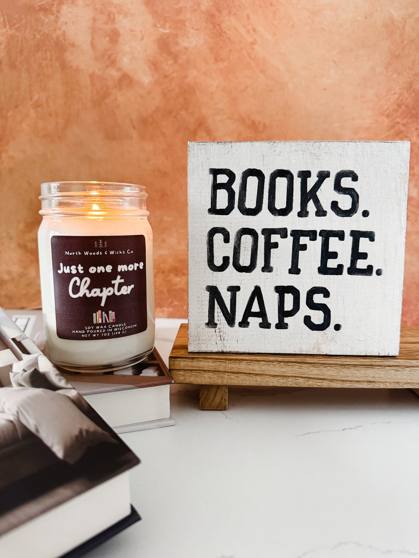Books, Coffee, Naps Wood Sign