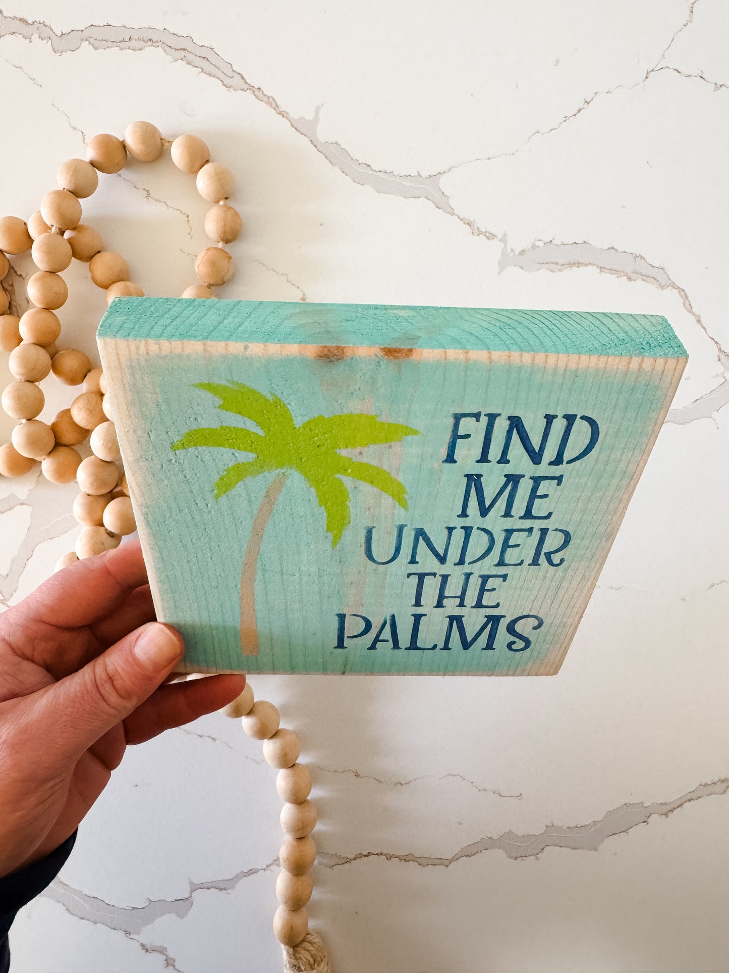 Find Me Under The Palms Wood Sign