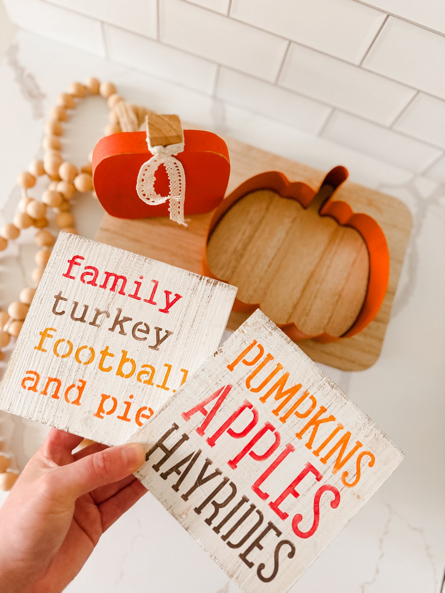 Family, Turkey, Football and Pie Wood Sign