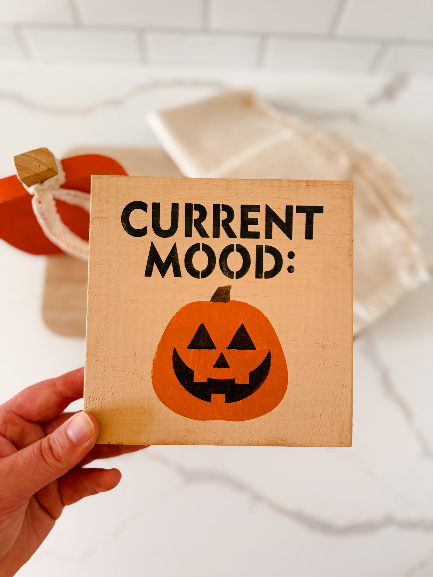 Current Mood Pumpkin Sign