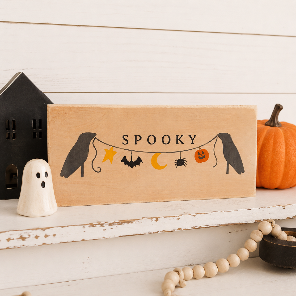 Spooky Crows Wood Sign