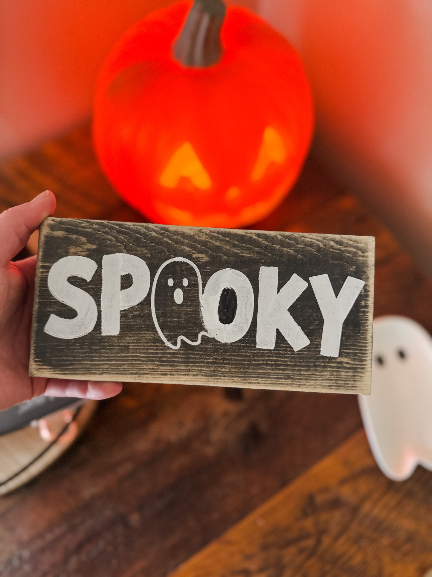 Spooky Ghost Wood Sign