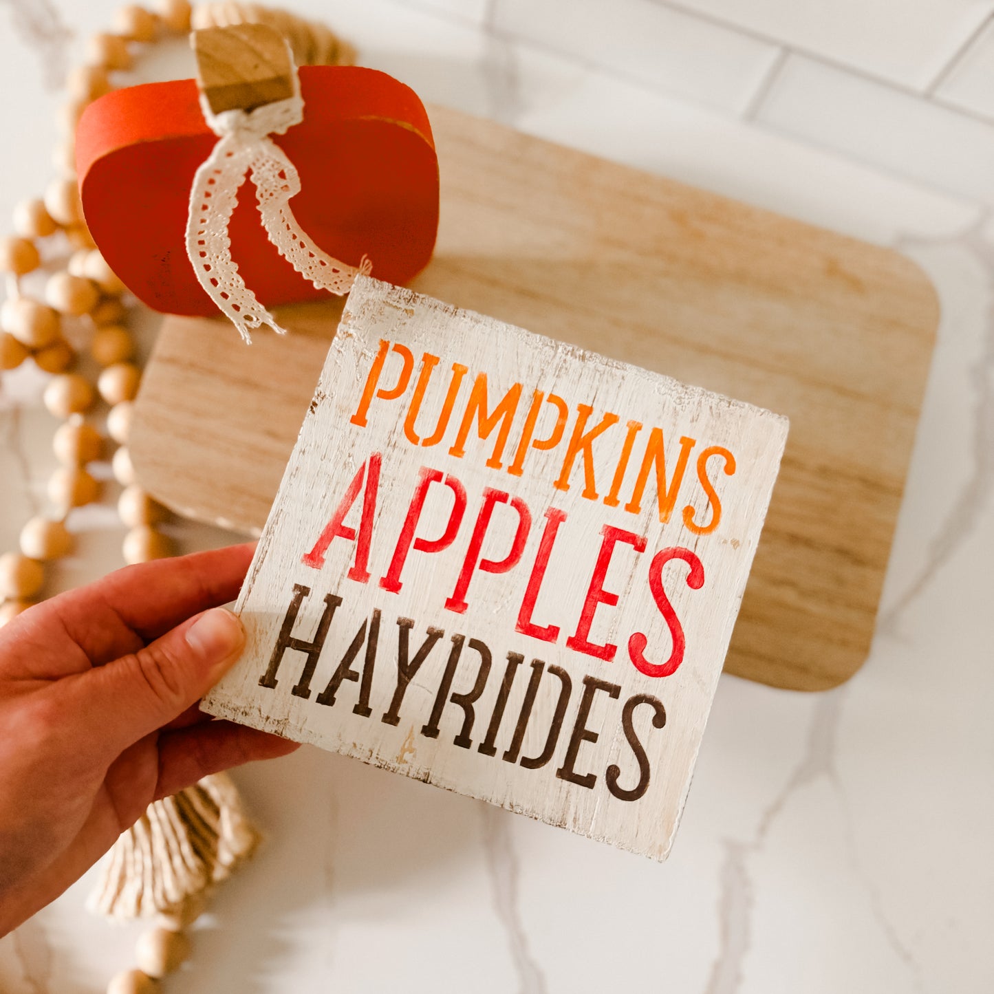 Pumpkins Apples Hayrides Wood Sign