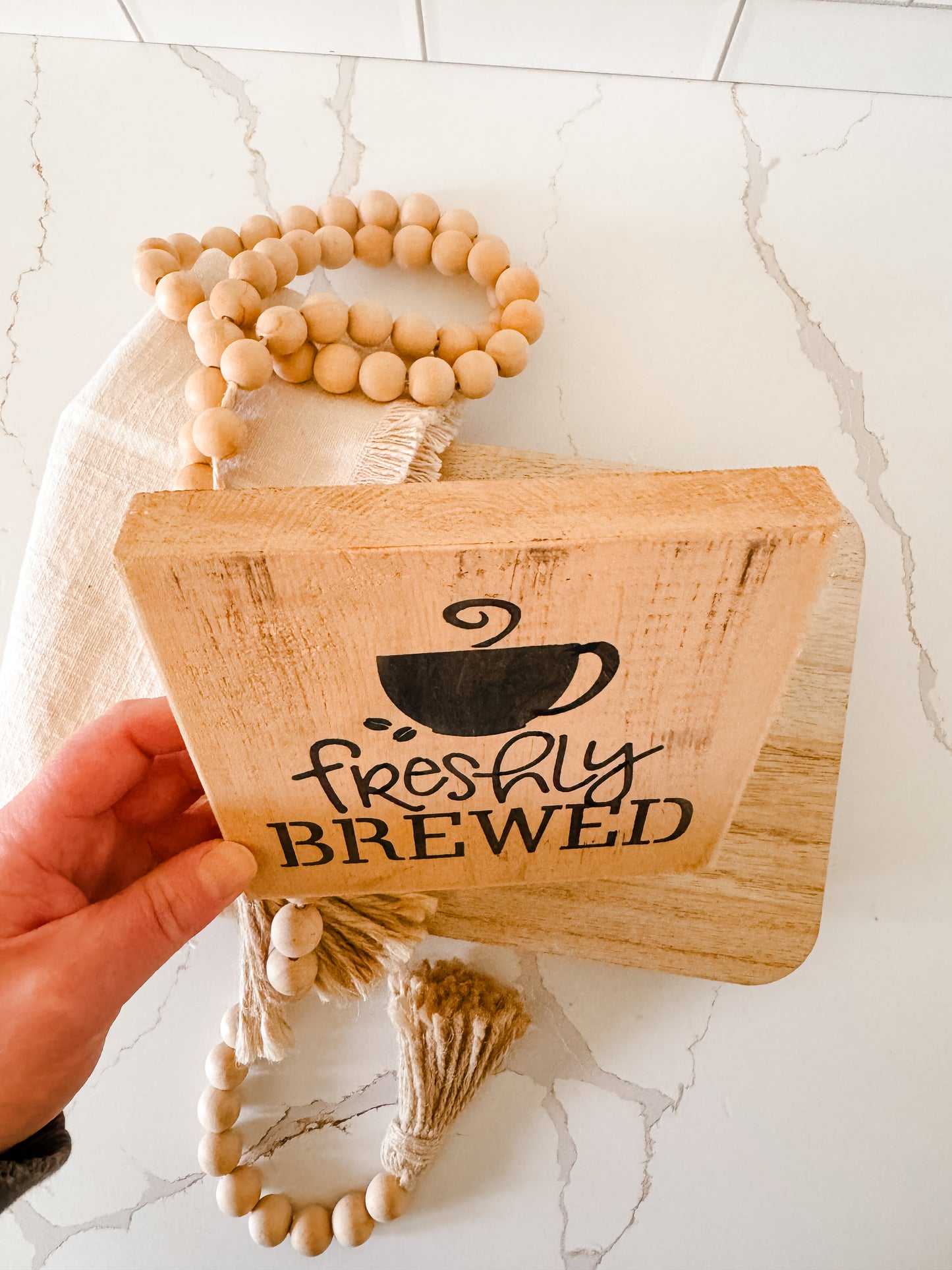 Freshly Brewed Wood Sign