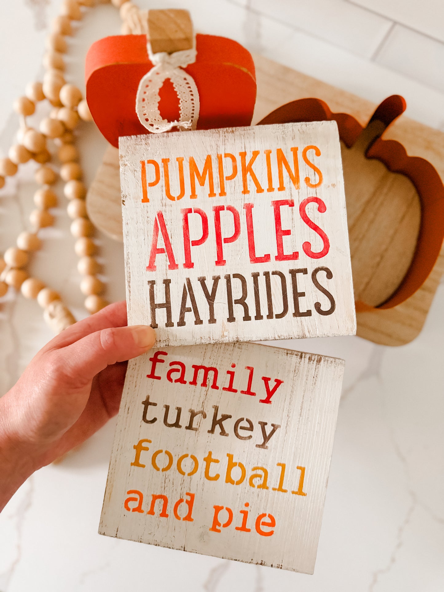 Pumpkins Apples Hayrides Wood Sign