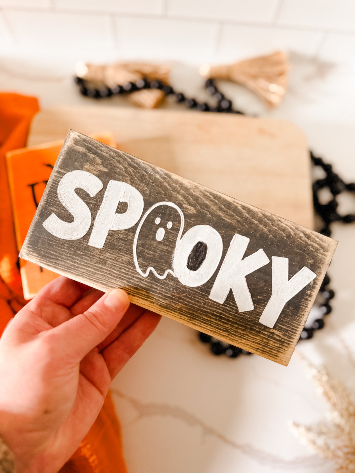 Spooky Ghost Wood Sign