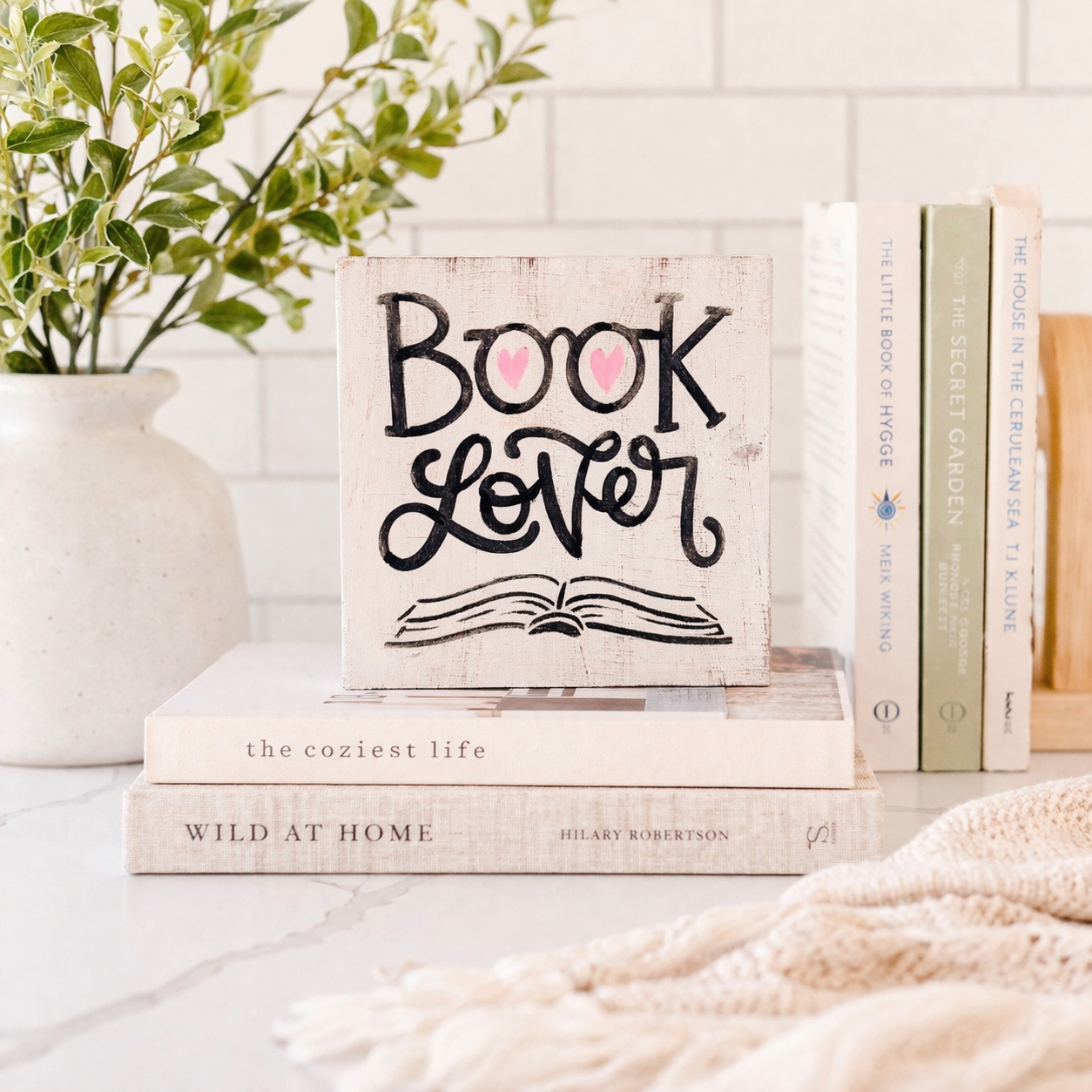 Book Lover Wooden Sign