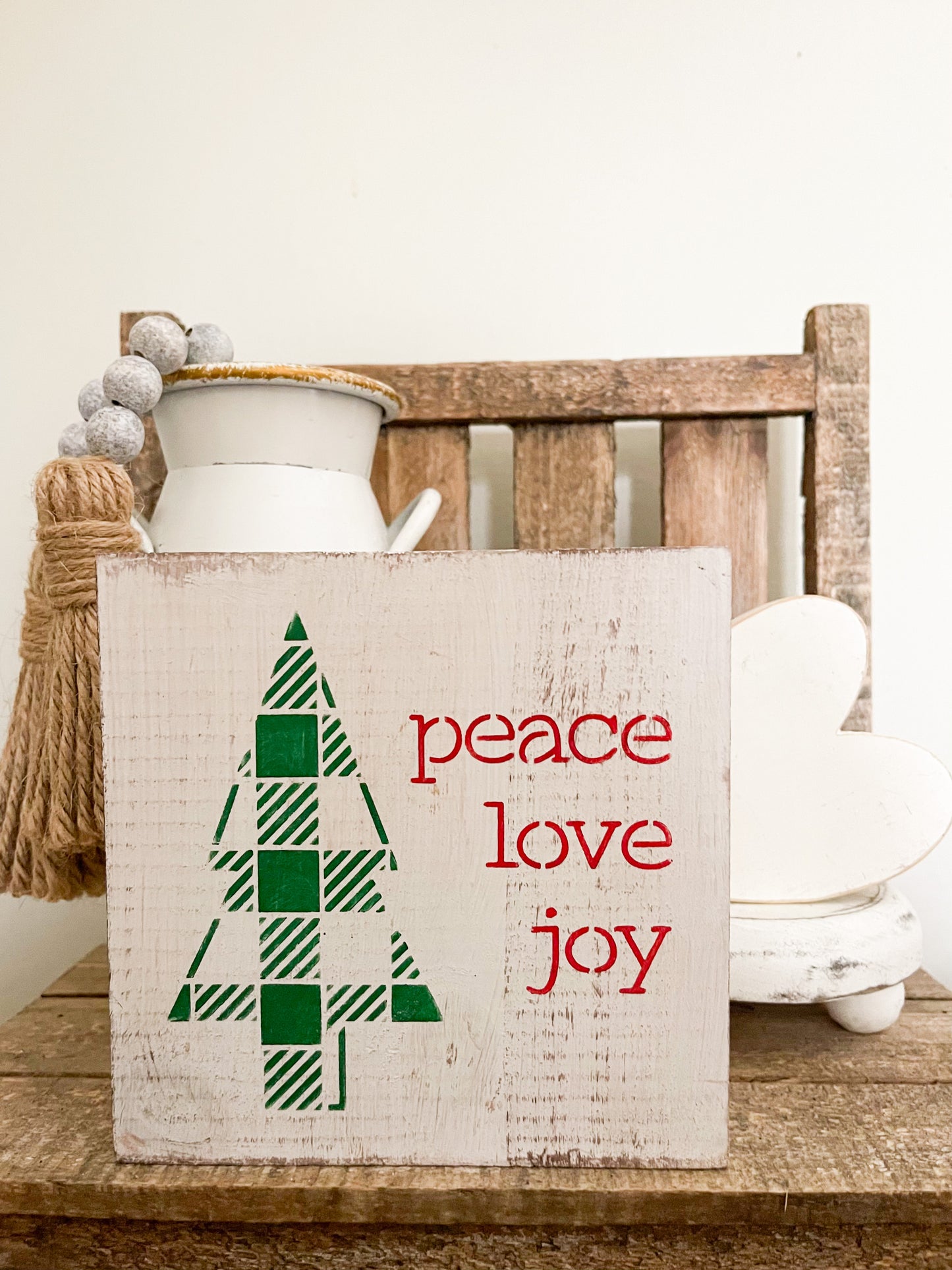 Peace Love Joy Wood Sign