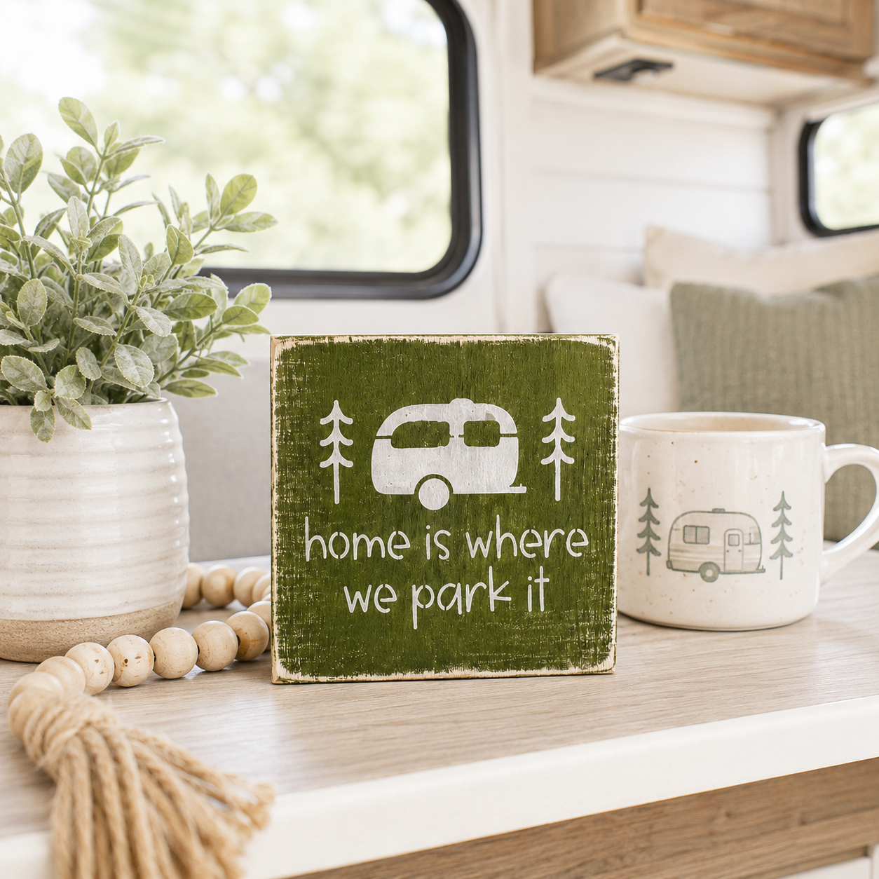 Home Is Where We Park It Wood Sign
