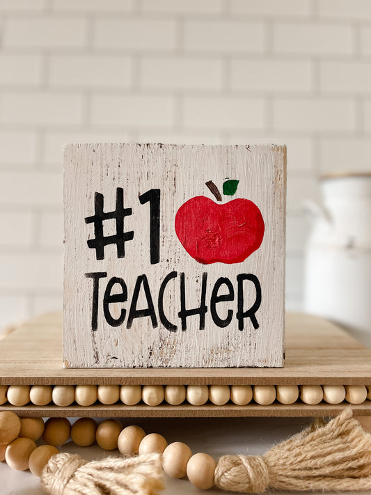 #1 Teacher Wood Sign