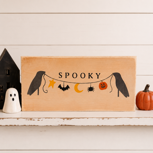 Spooky Crows Wood Sign