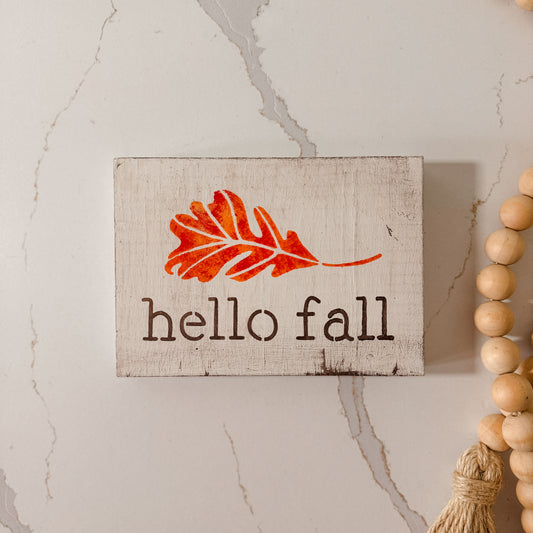 Hello Fall – Mini Wooden Shelf Sign