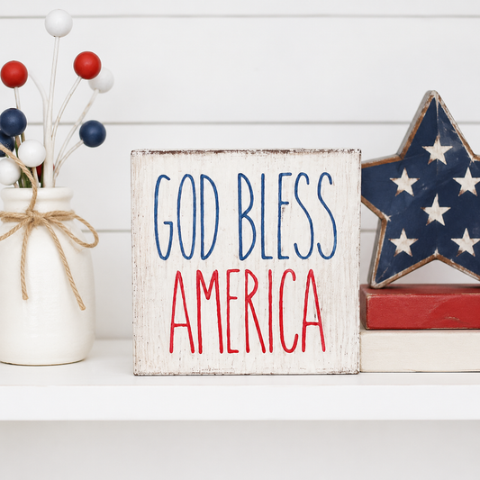 God bless America Wood Sign