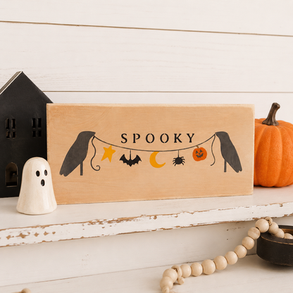 Spooky Crows Wood Sign