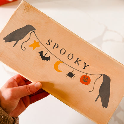 Spooky Crows Wood Sign