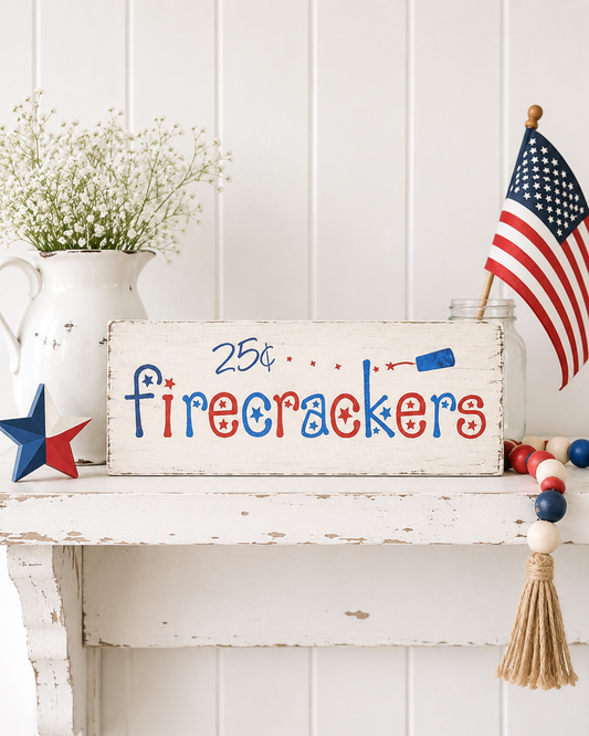 Firecrackers Wood Sign