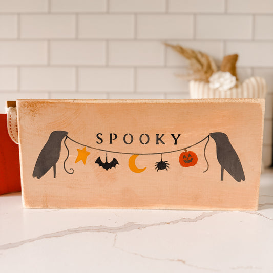 Spooky Crows Wood Sign