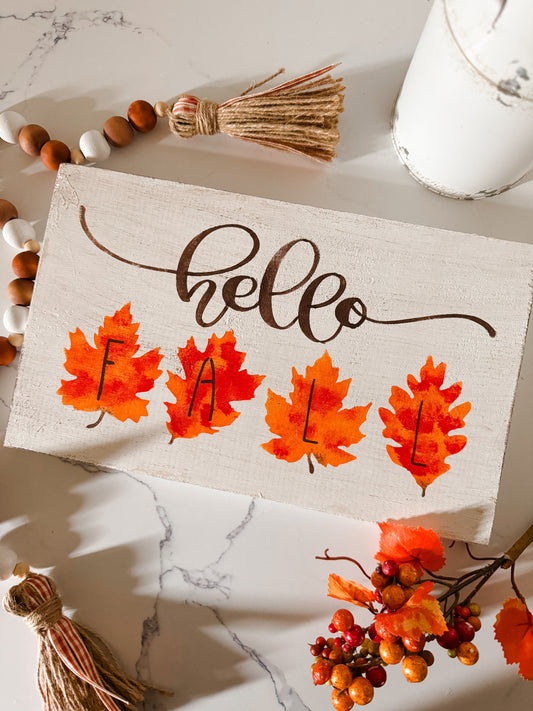 Hello Fall Wood Sign