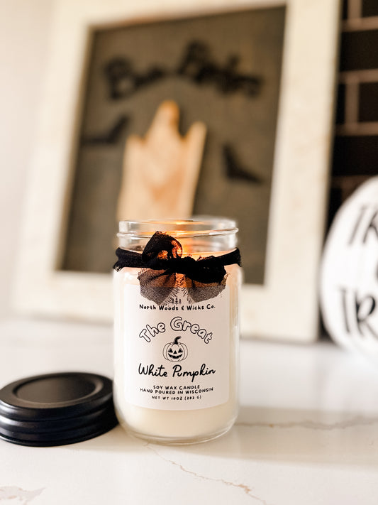 The Great White Pumpkin Mason Jar