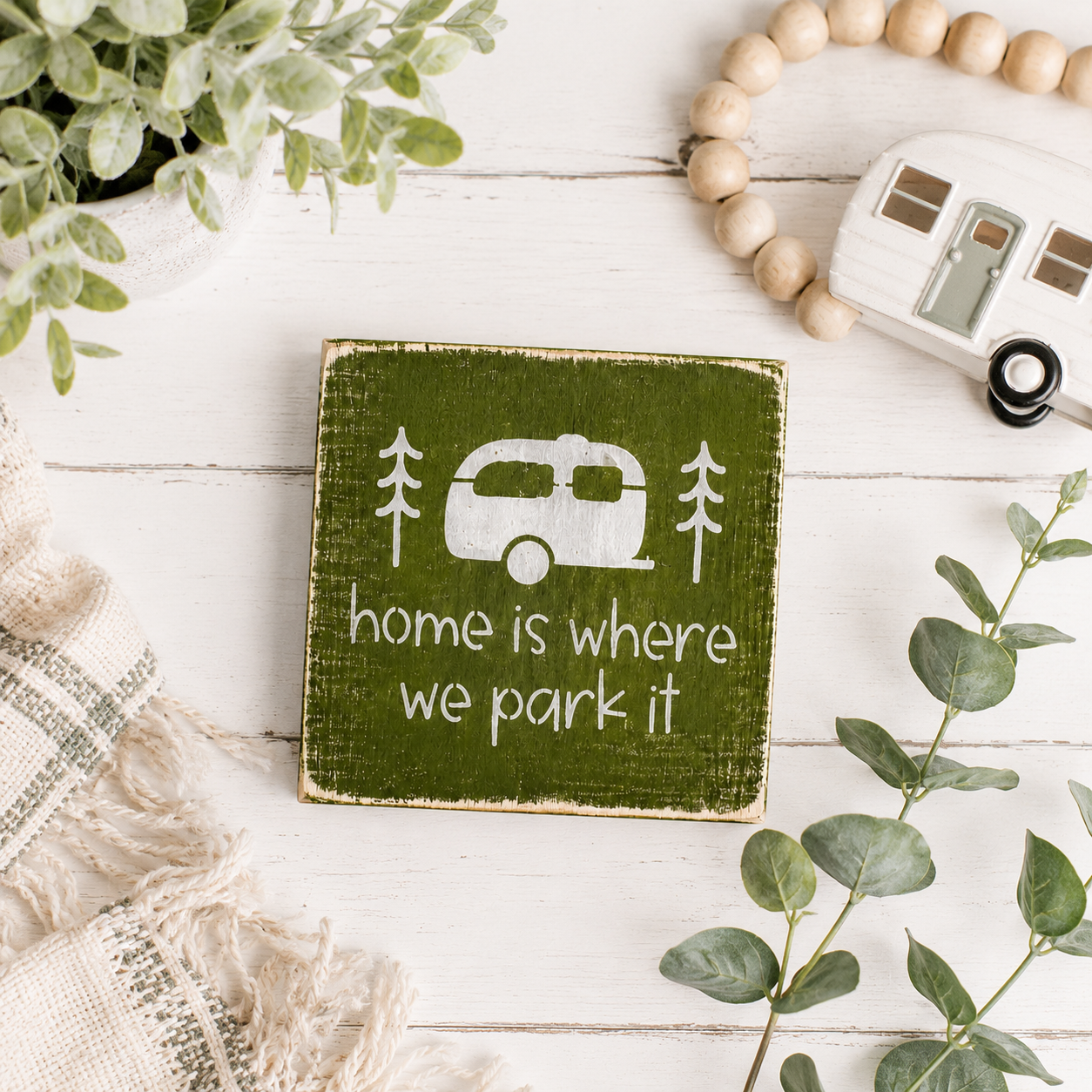 Home Is Where We Park It Wood Sign