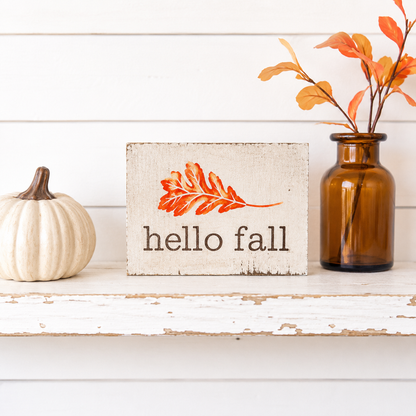 Hello Fall Wood Sign