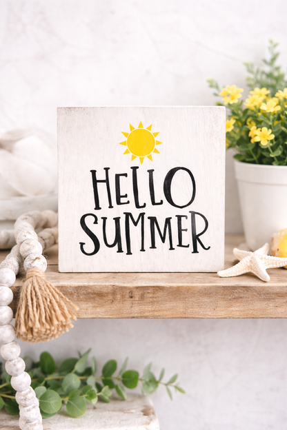 Hello Summer Wood Sign