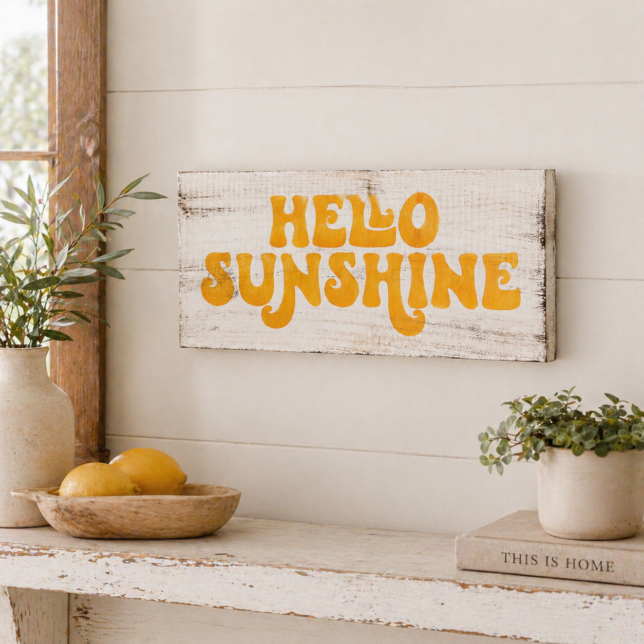 Hello Sunshine Wood Sign