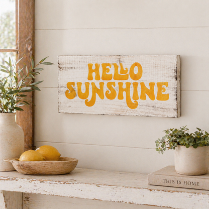Hello Sunshine Wood Sign