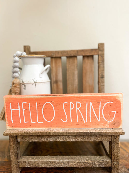 Hello Spring Wood Sign