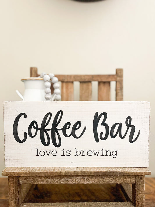 Coffee bar love is brewing sign