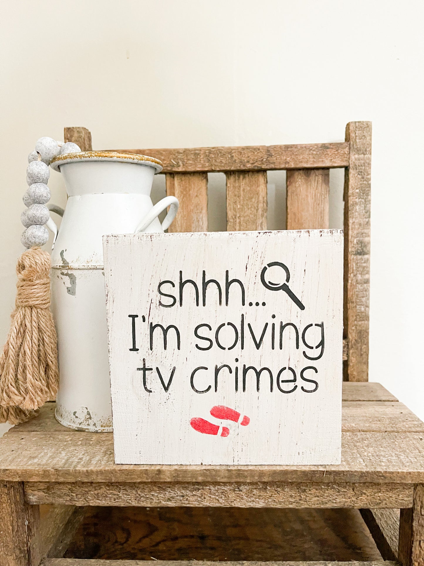 Solving TV Crimes Wood Sign